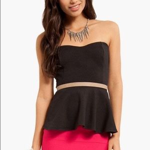 LOW PRICE Peplum strapless, back zip top
